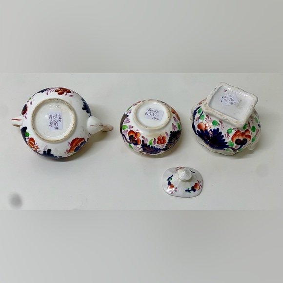 Antique Gaudy Welsh Grape Pattern Child’s Miniature Tea Set Pieces - Picture 4 of 16